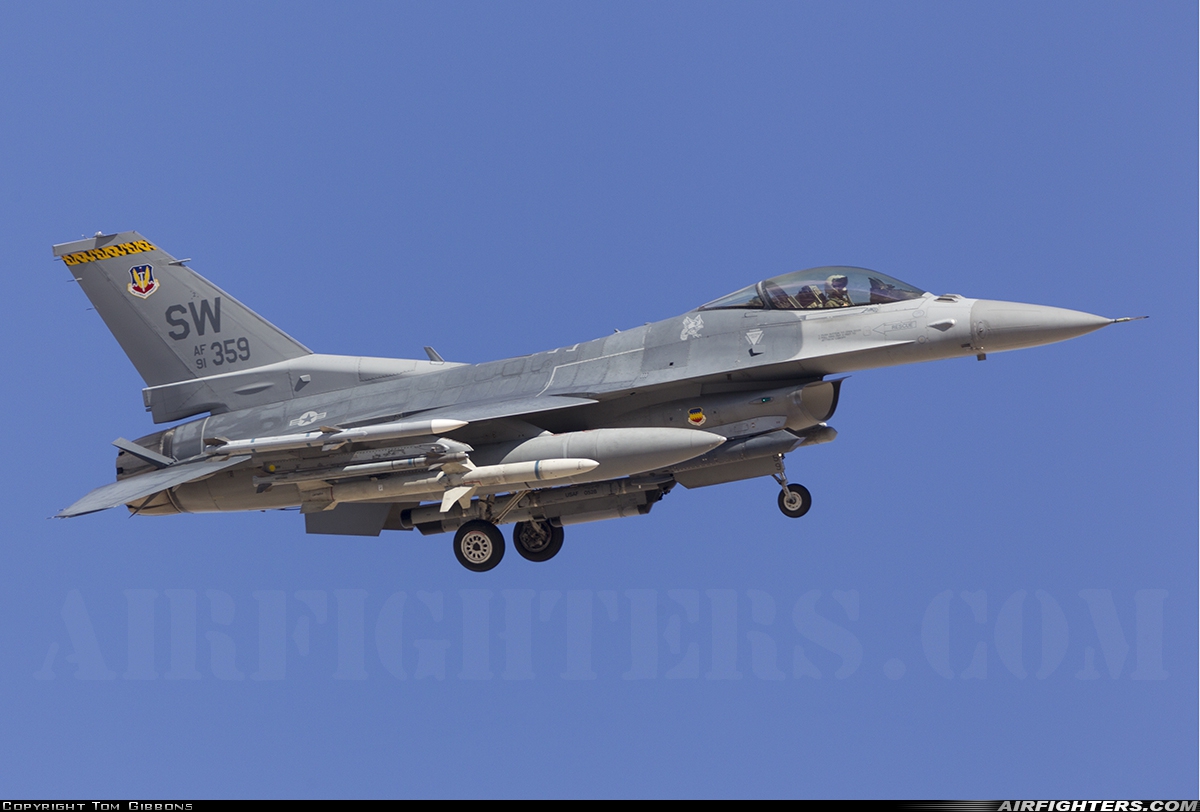 USA - Air Force General Dynamics F-16C Fighting Falcon 91-0359 at Las Vegas - Nellis AFB (LSV / KLSV), USA