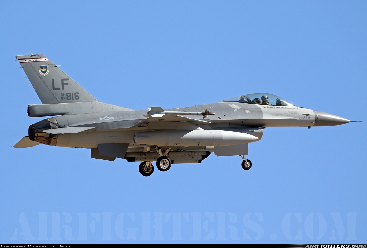 USA - Air Force General Dynamics F-16A Fighting Falcon 93-0816 at Glendale (Phoenix) - Luke AFB (LUF / KLUF), USA