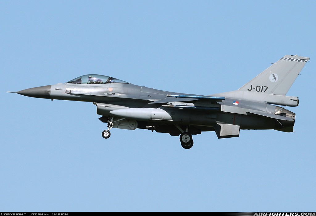 Netherlands - Air Force General Dynamics F-16AM Fighting Falcon J-017 at Leeuwarden (LWR / EHLW), Netherlands
