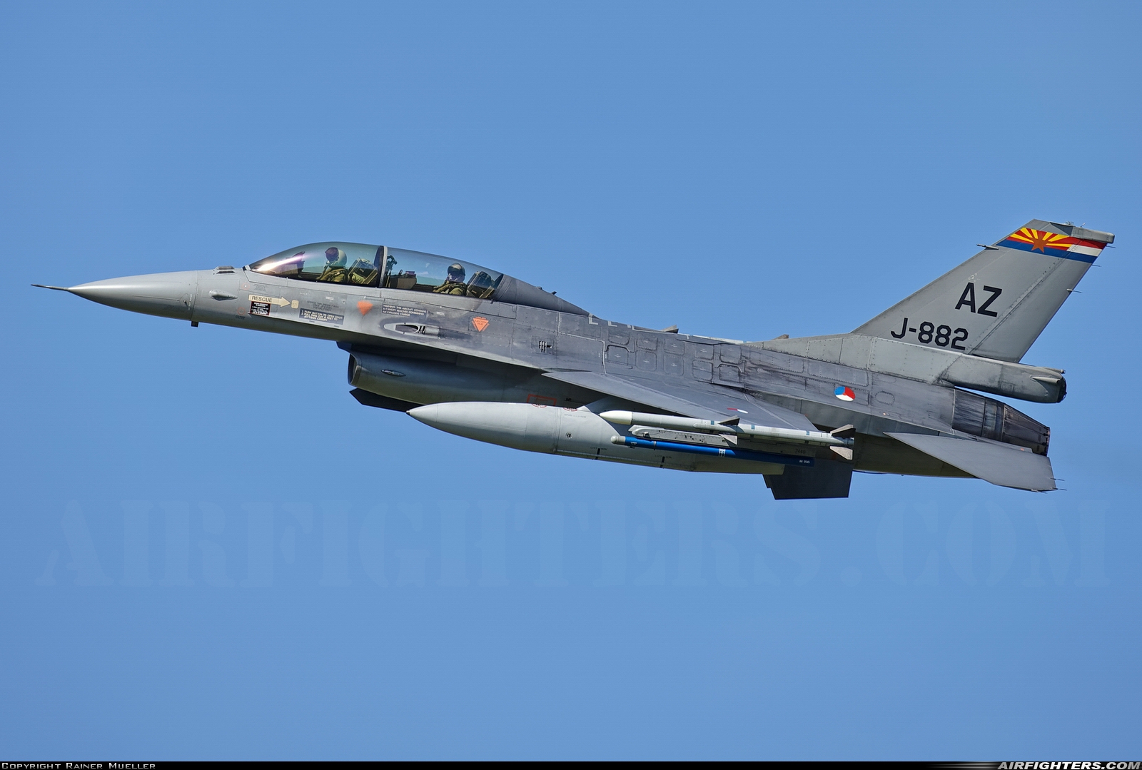Netherlands - Air Force General Dynamics F-16BM Fighting Falcon J-882 at Leeuwarden (LWR / EHLW), Netherlands