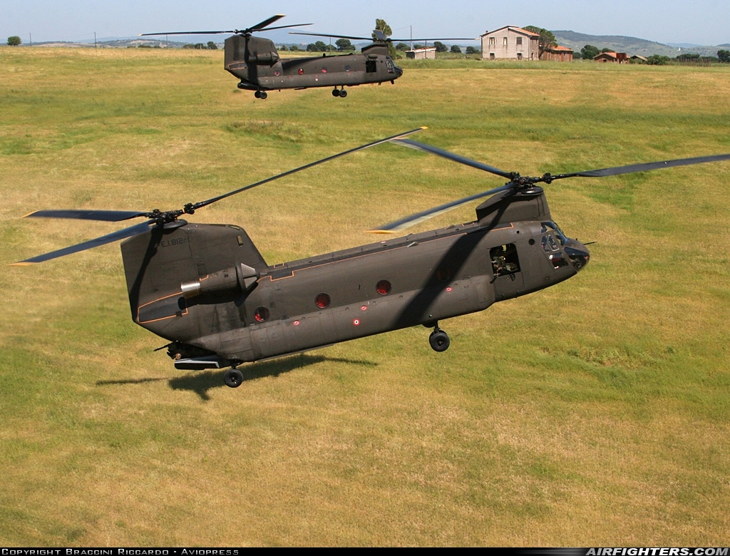 Italy - Army Boeing Vertol CH-47C Chinook MM80834 at Off-Airport - Monte Romano, Italy
