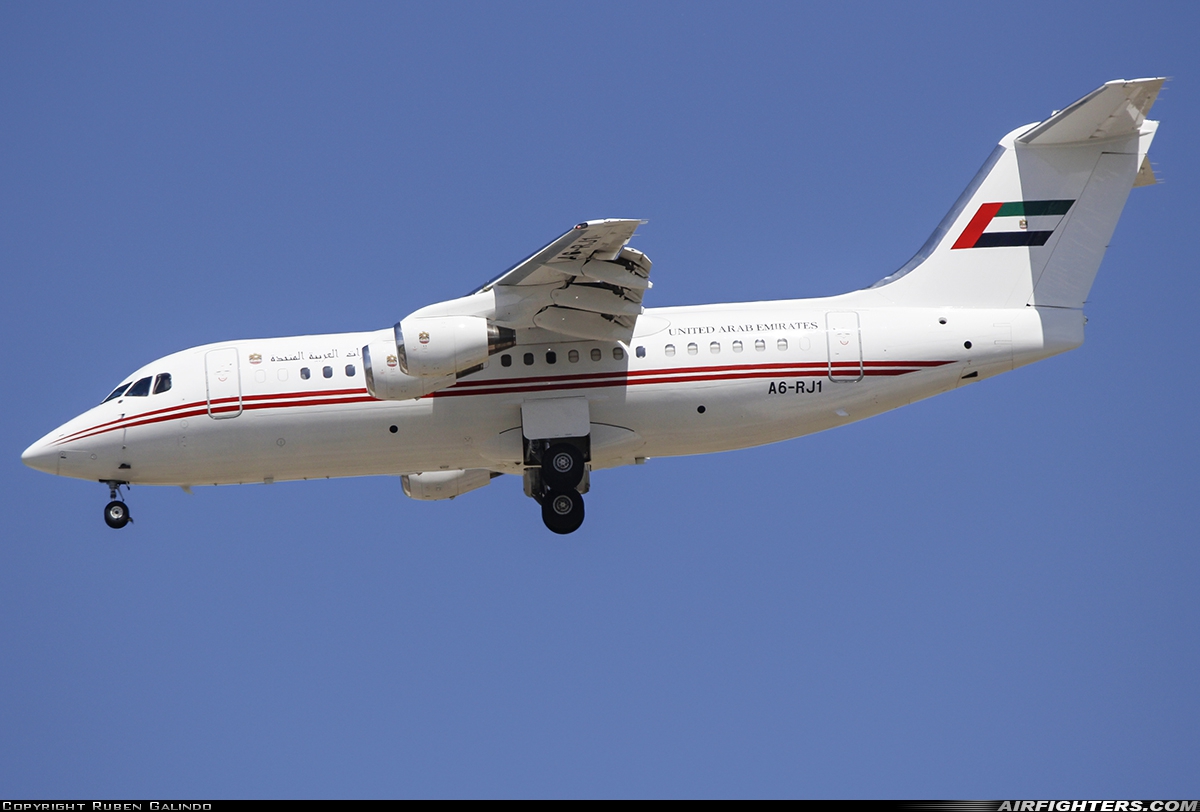 United Arab Emirates - Government British Aerospace BAe-146-RJ85 A6-RJ1 at Madrid - Barajas (MAD / LEMD), Spain