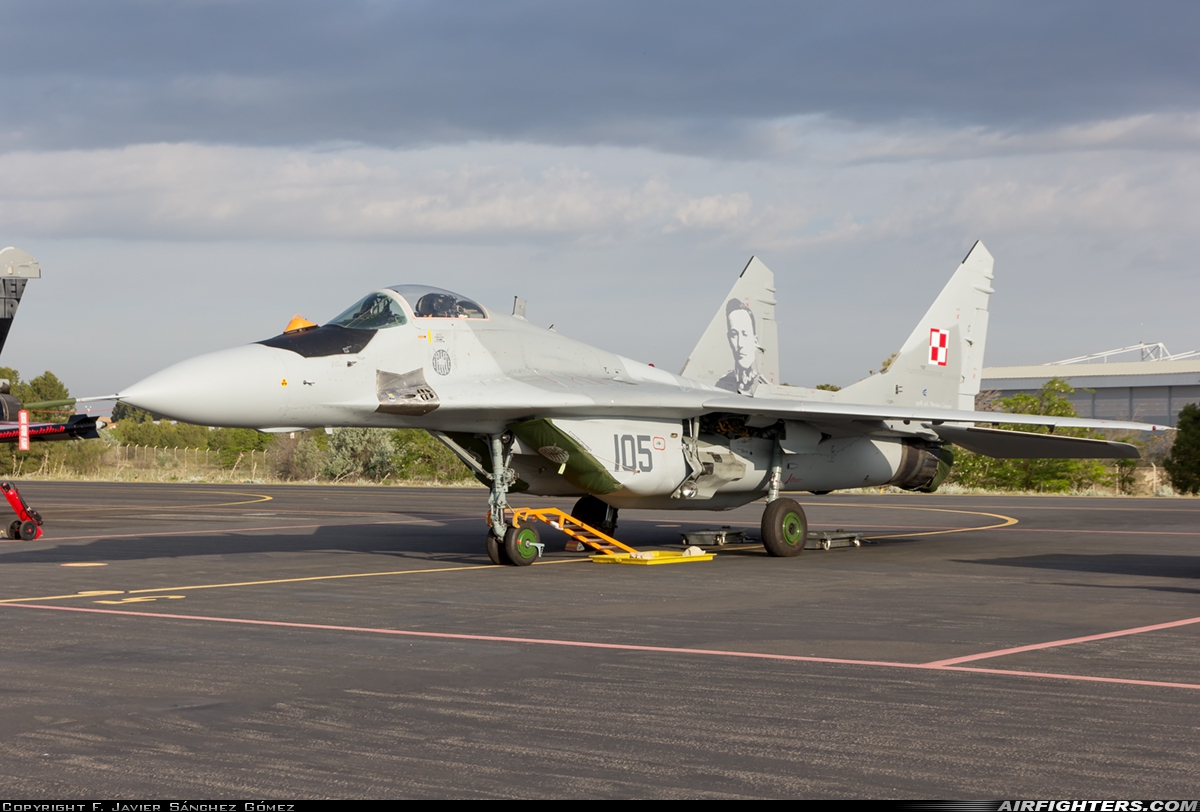 Poland - Air Force Mikoyan-Gurevich MiG-29A (9.12A) 105 at Albacete (- Los Llanos) (LEAB), Spain