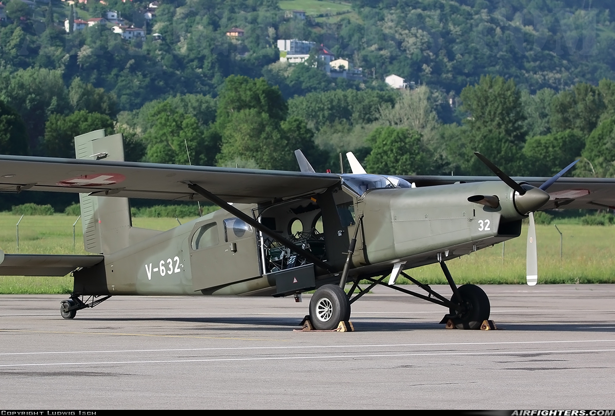 Switzerland - Air Force Pilatus PC-6/B2-H2M-1 Turbo Porter V-632 at Locarno (- Magadino) (LSZL / LSMO), Switzerland