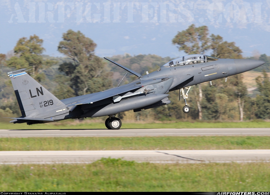 USA - Air Force McDonnell Douglas F-15E Strike Eagle 97-0219 at Andravida (Pyrgos -) (PYR / LGAD), Greece