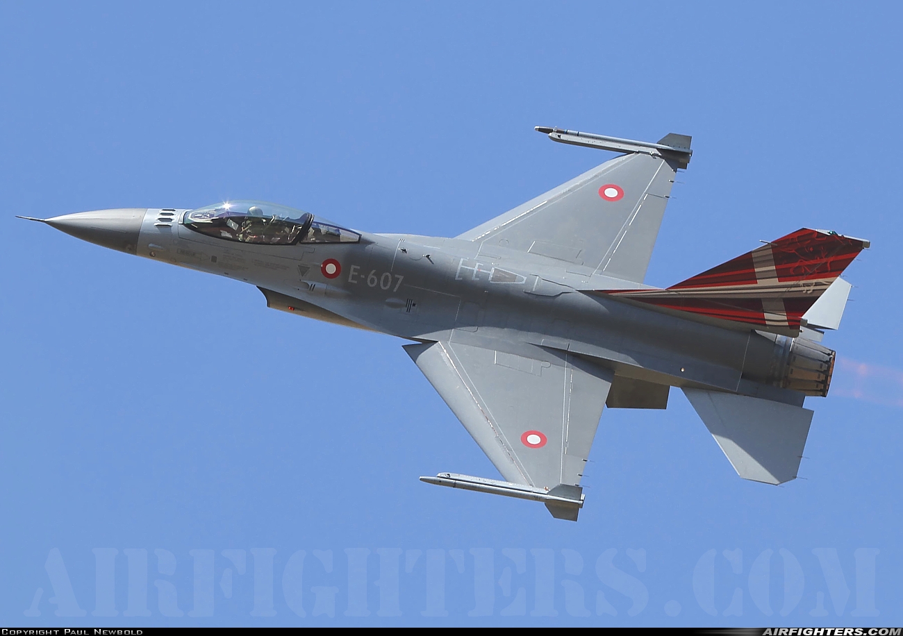 Denmark - Air Force General Dynamics F-16AM Fighting Falcon E-607 at Yeovilton (YEO / EGDY), UK