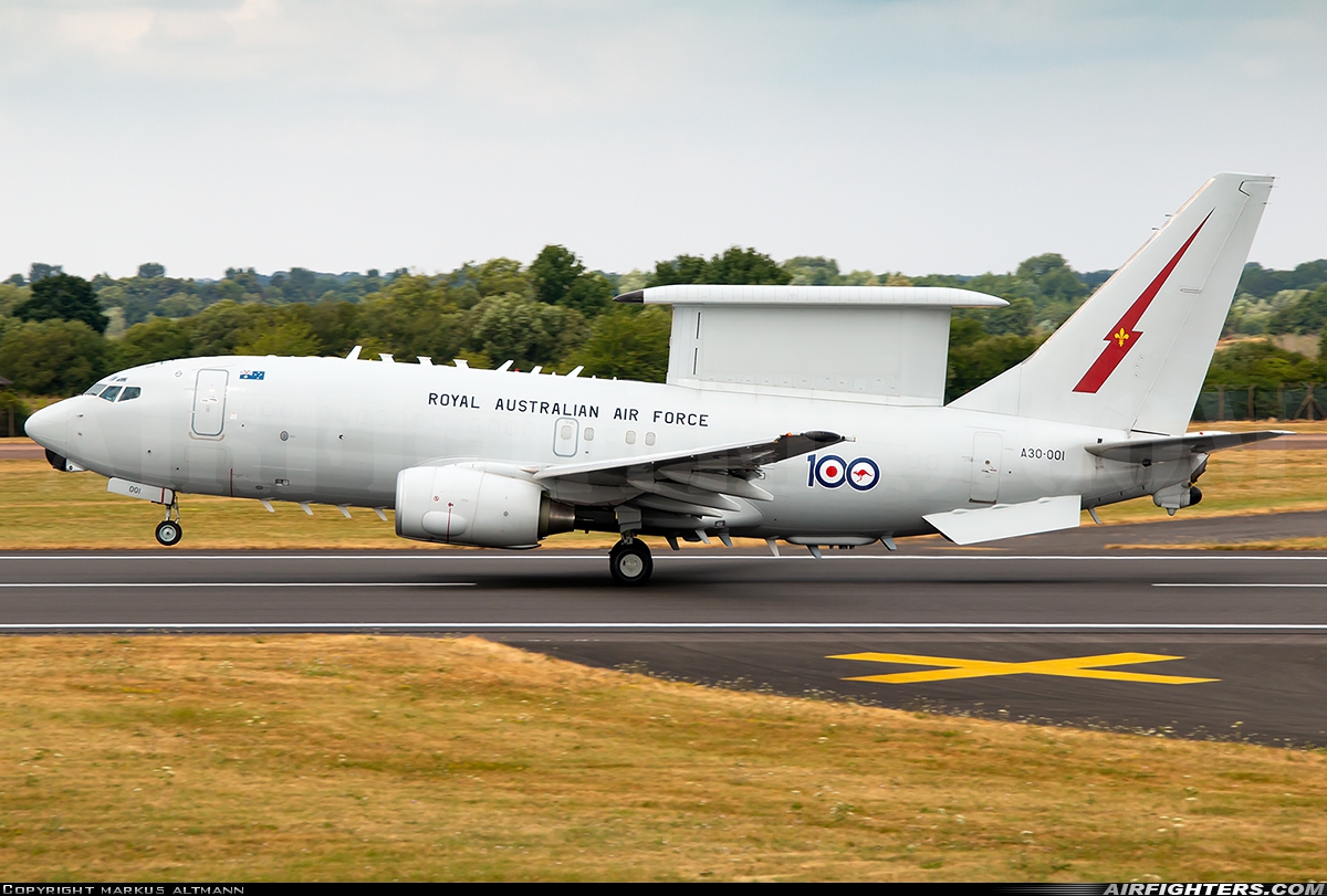 Australia - Air Force Boeing E-7A Wedgetail (737-7ES) A30-001 at Fairford (FFD / EGVA), UK