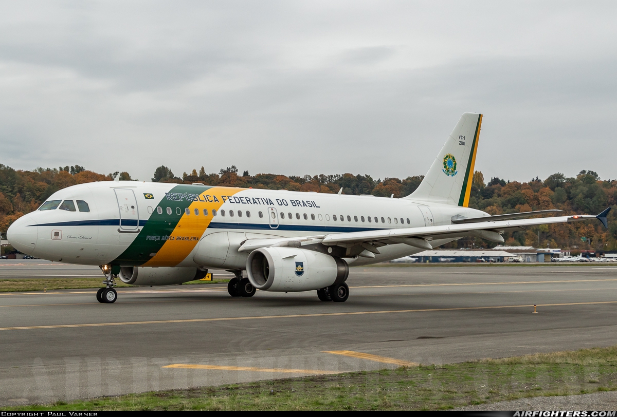 Brazil - Air Force Airbus VC-1A (A319-133ER) 2101 at Seattle - Boeing Field / King County Int. (BFI / KBFI), USA