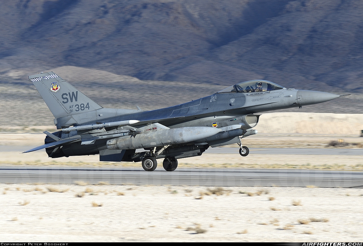 USA - Air Force General Dynamics F-16C Fighting Falcon 91-0384 at Las Vegas - Nellis AFB (LSV / KLSV), USA