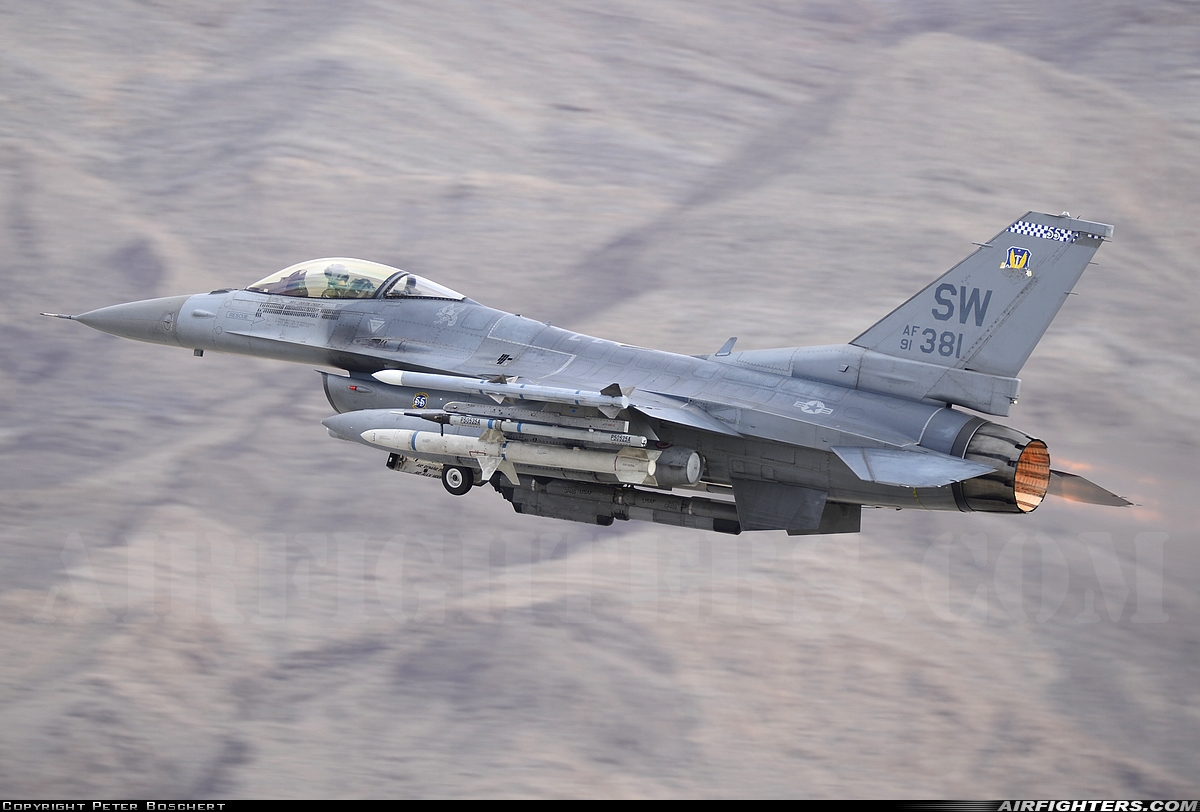 USA - Air Force General Dynamics F-16C Fighting Falcon 91-0381 at Las Vegas - Nellis AFB (LSV / KLSV), USA