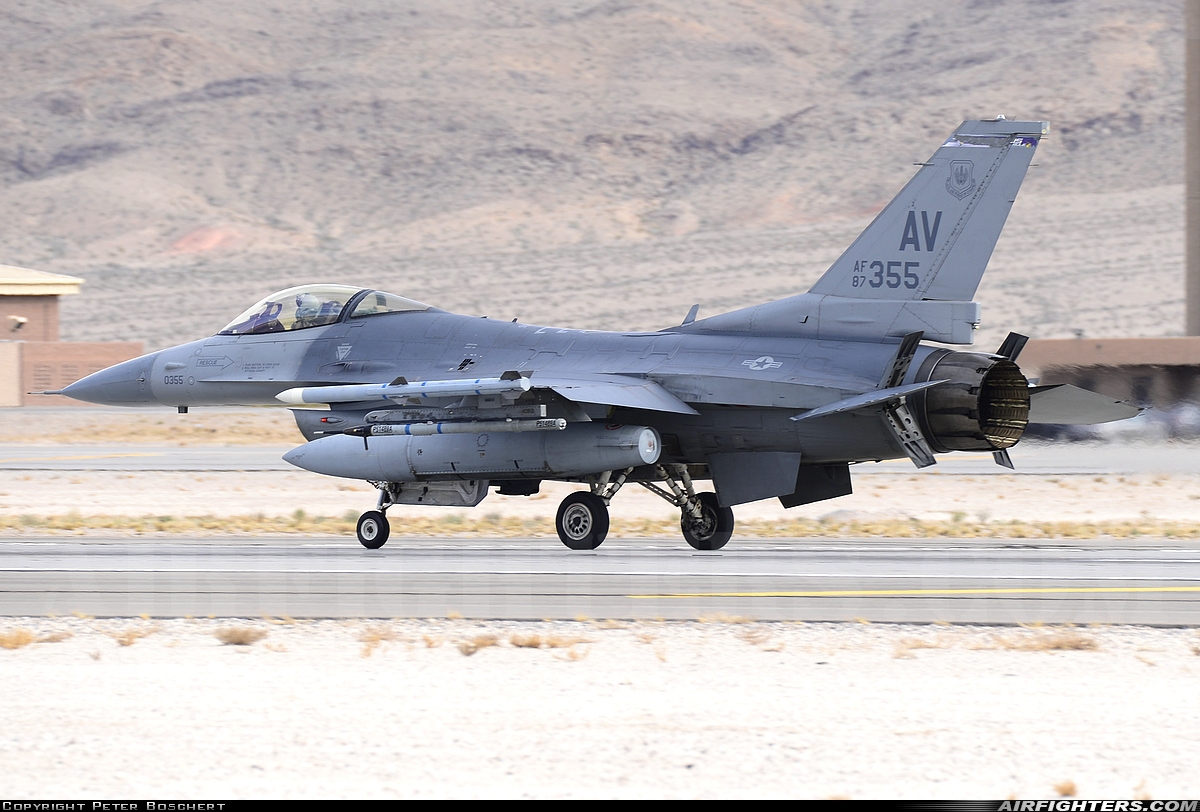 USA - Air Force General Dynamics F-16C Fighting Falcon 87-0355 at Las Vegas - Nellis AFB (LSV / KLSV), USA