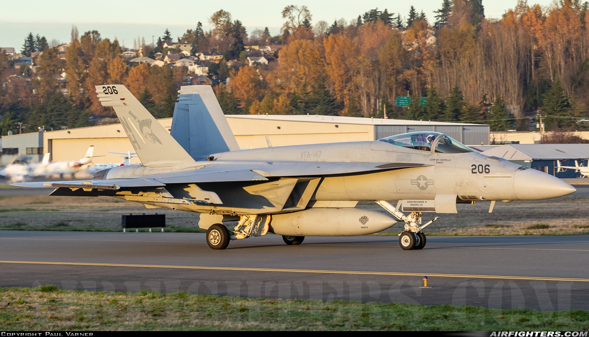 USA - Navy Boeing F/A-18E Super Hornet 166443 at Seattle - Boeing Field / King County Int. (BFI / KBFI), USA