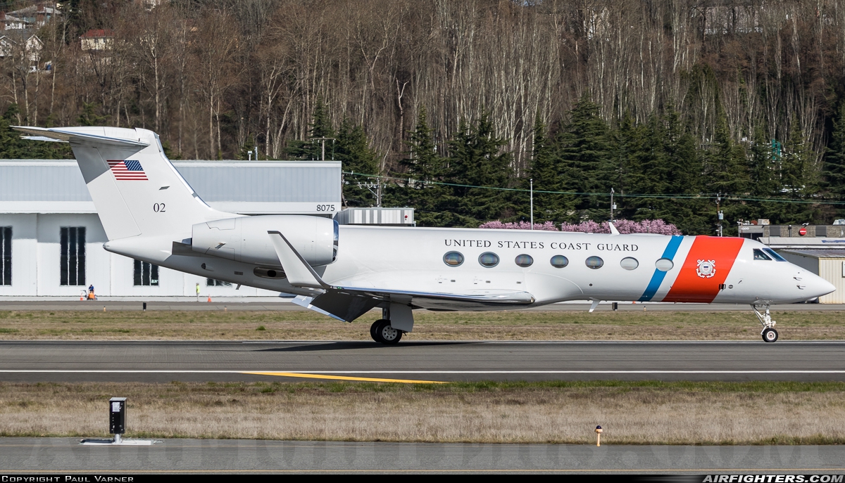 USA - Coast Guard Gulfstream Aerospace C-37B (G550) 02 at Seattle - Boeing Field / King County Int. (BFI / KBFI), USA