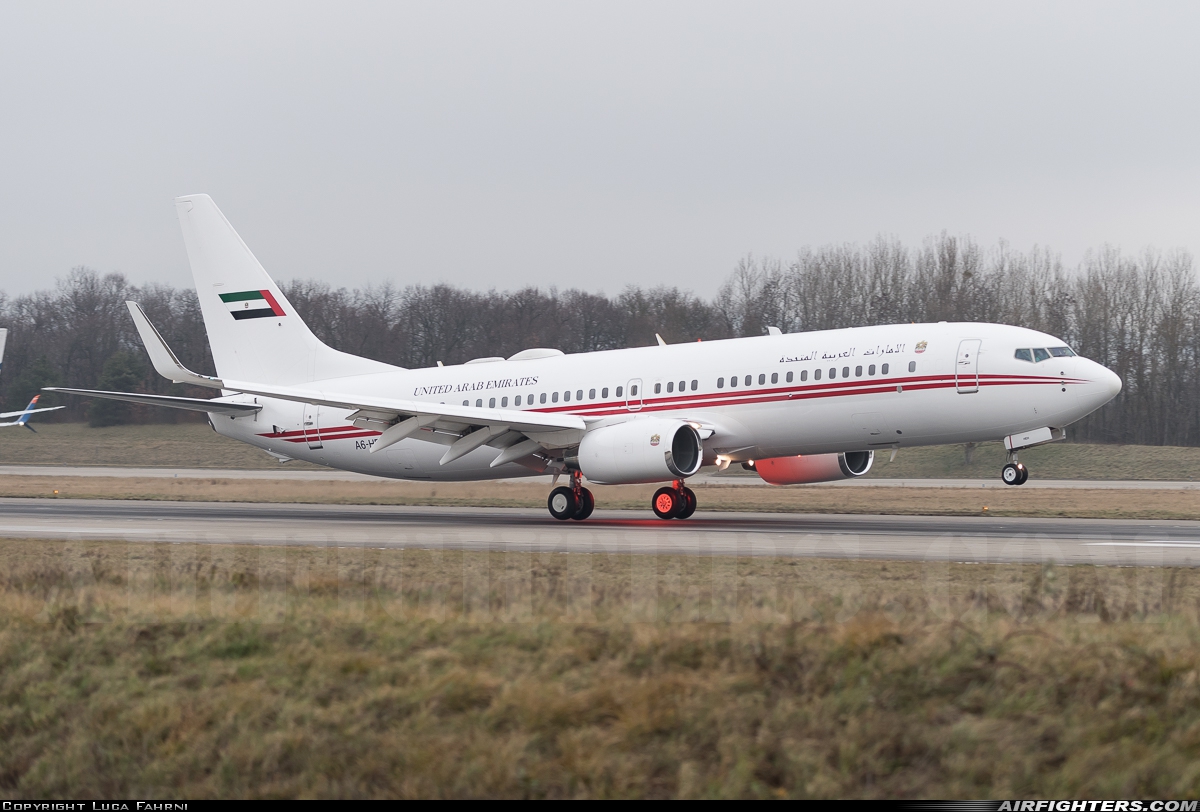 United Arab Emirates - Government Boeing 737-8AJ BBJ A-HEH at Basle / Mulhouse - Euro (BSL / MLH / LFSB), France