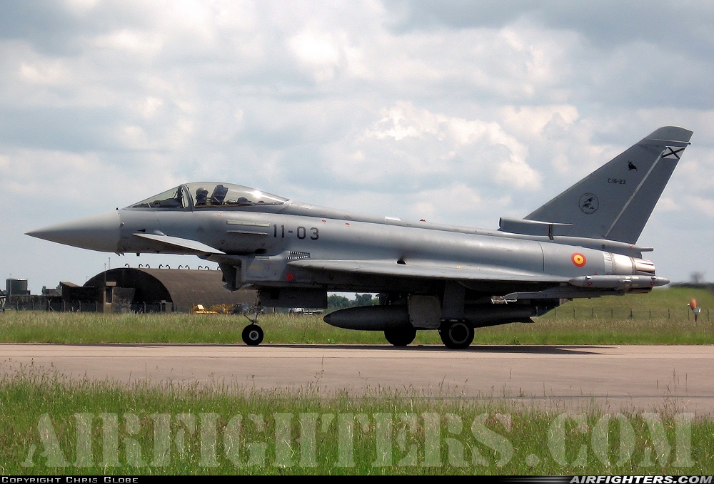 Spain - Air Force Eurofighter C-16 Typhoon (EF-2000S) C.16-23 at Coningsby (EGXC), UK