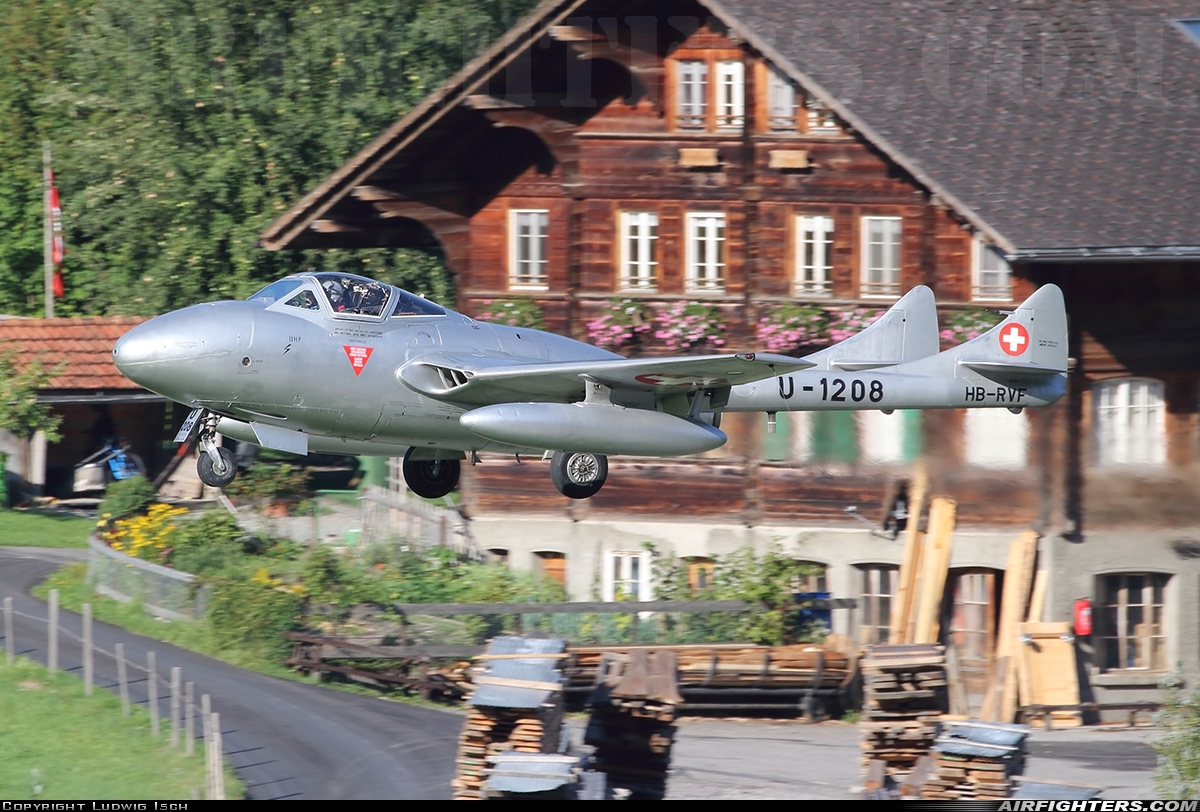 Private - Fliegermuseum Altenrhein De Havilland DH-115 Vampire T.55 HB-RVF at St. Stephan (LSTS), Switzerland