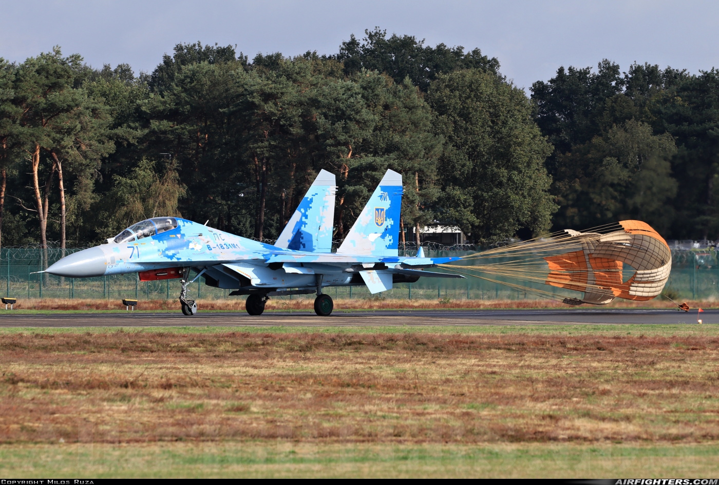 Ukraine - Air Force Sukhoi Su-27UB1M B-1831M1 at Kleine Brogel (EBBL), Belgium
