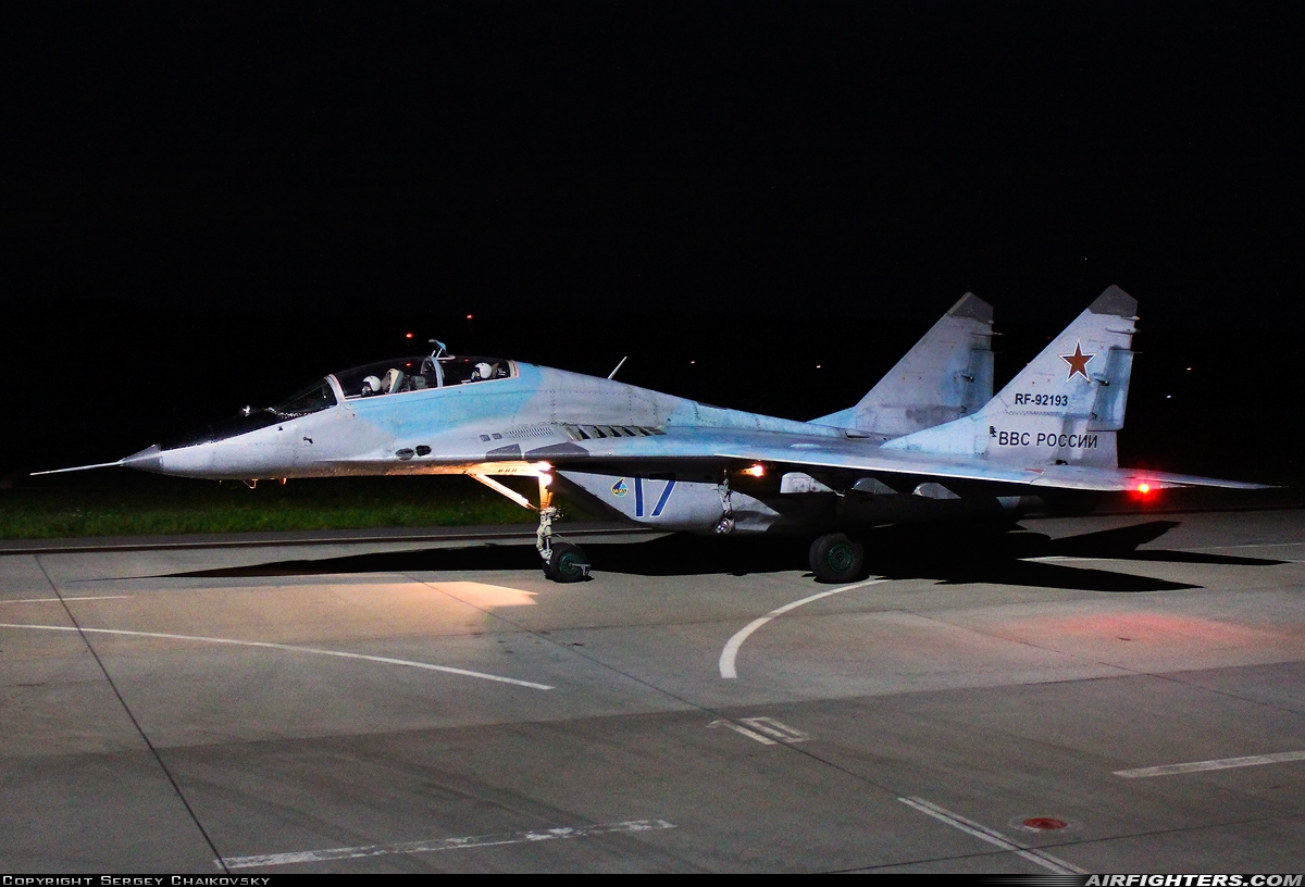 Russia - Air Force Mikoyan-Gurevich MiG-29UB (9.51) RF-92193 at Lipetsk - Air Base (2 / West), Russia