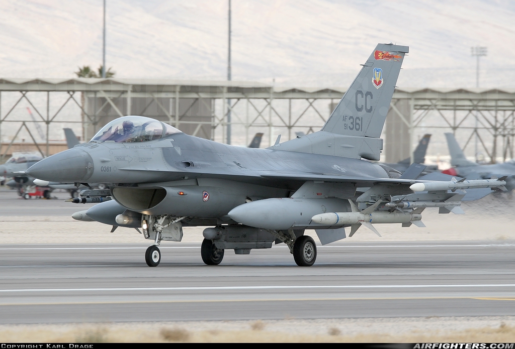 USA - Air Force General Dynamics F-16C Fighting Falcon 91-0361 at Las Vegas - Nellis AFB (LSV / KLSV), USA