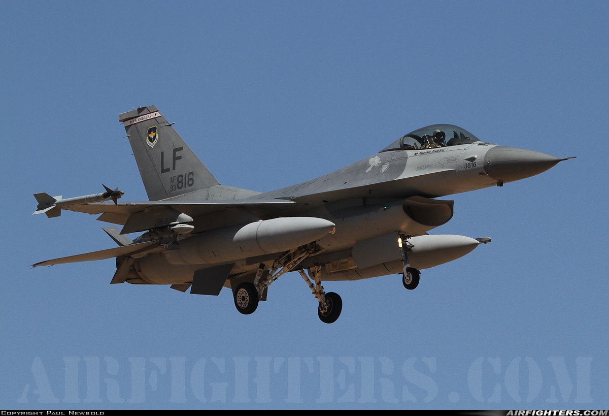 USA - Air Force General Dynamics F-16A Fighting Falcon 93-0816 at Glendale (Phoenix) - Luke AFB (LUF / KLUF), USA