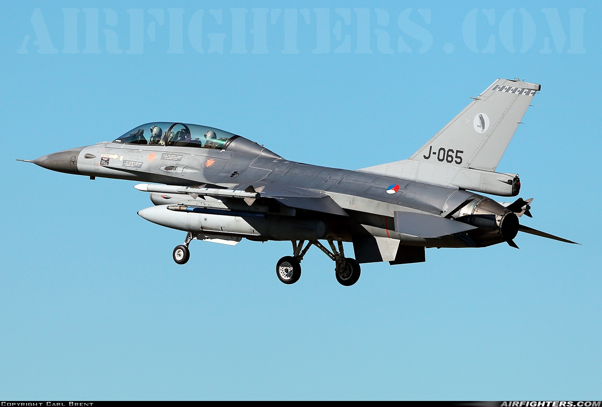 Netherlands - Air Force General Dynamics F-16BM Fighting Falcon J-065 at Kleine Brogel (EBBL), Belgium