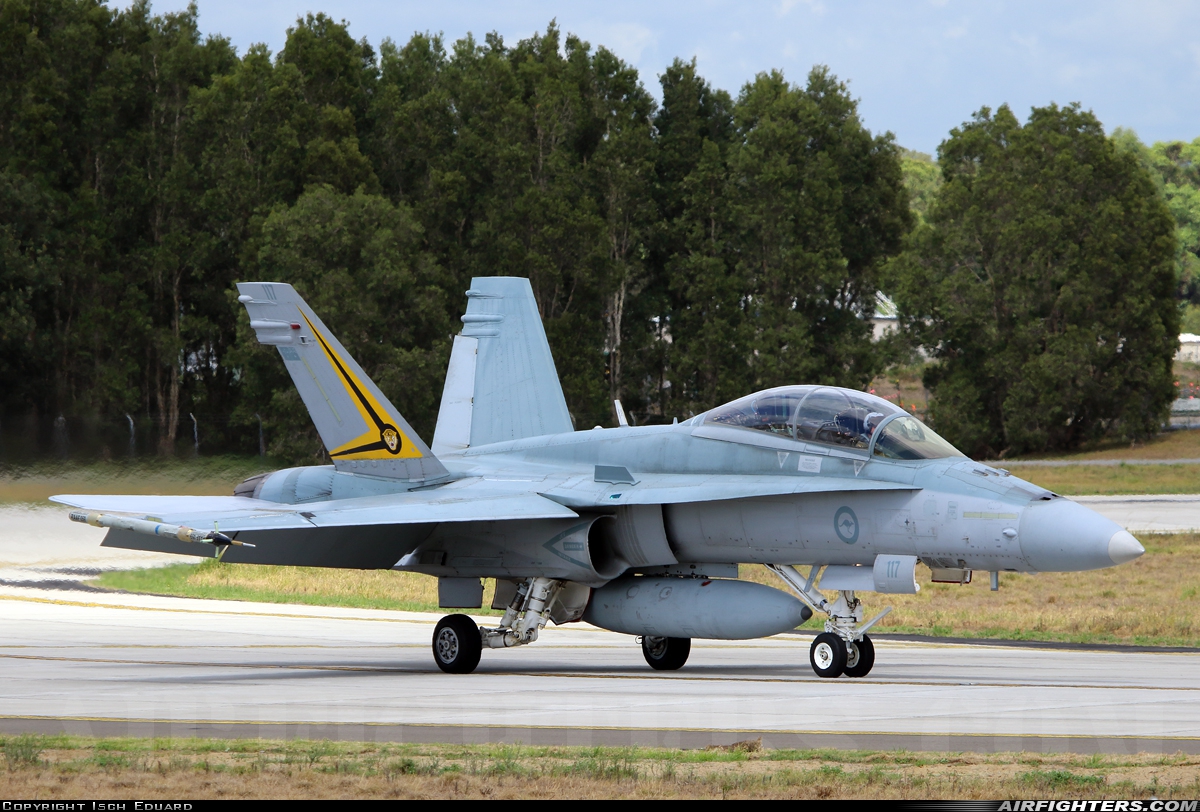 Australia - Air Force McDonnell Douglas F/A-18B Hornet A21-117 at Newcastle - Williamtown (NTL / YWLM), Australia