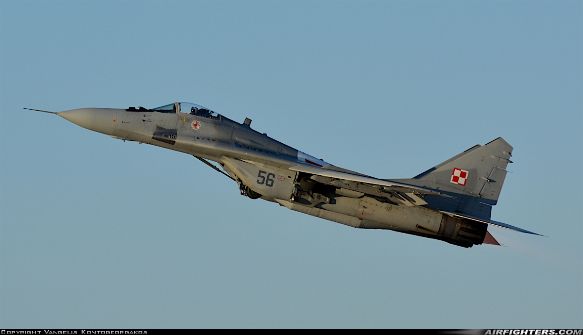 Poland - Air Force Mikoyan-Gurevich MiG-29A (9.12A) 56 at Tanagra (LGTG), Greece