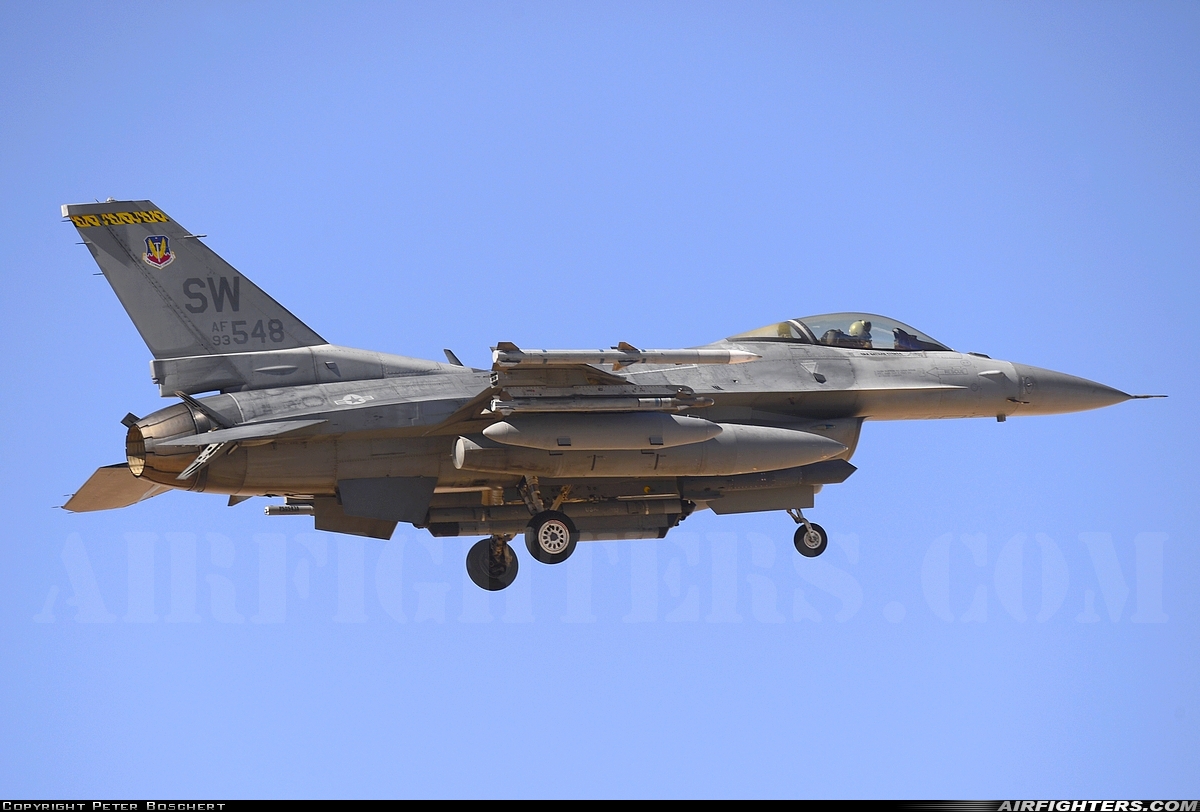 USA - Air Force General Dynamics F-16C Fighting Falcon 93-0548 at Las Vegas - Nellis AFB (LSV / KLSV), USA