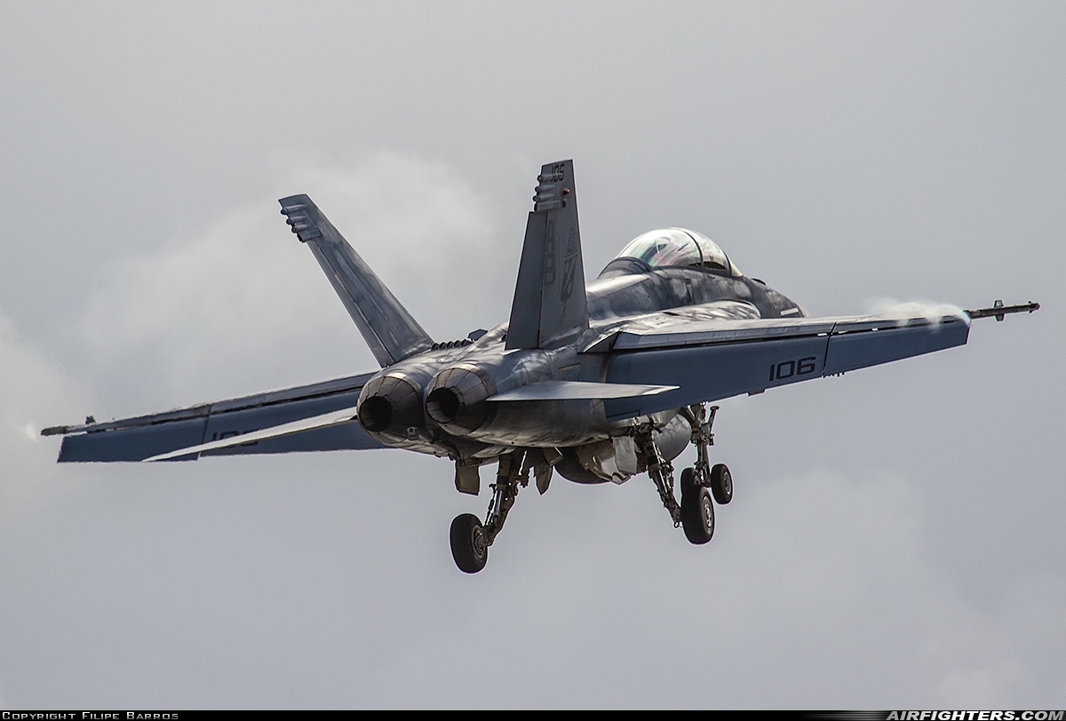 USA - Navy Boeing F/A-18F Super Hornet 166631 at Monte Real (BA5) (LPMR), Portugal