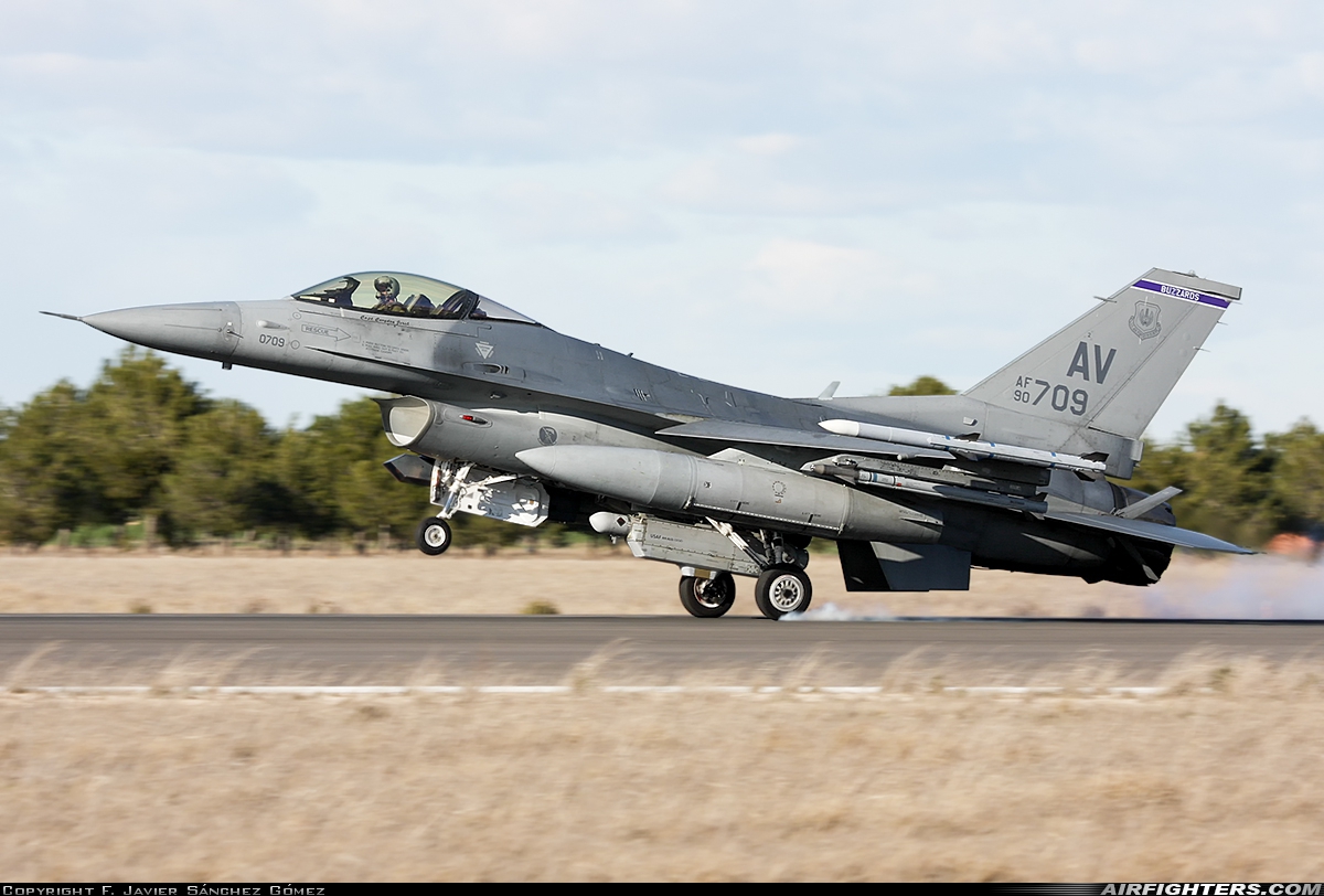 USA - Air Force General Dynamics F-16C Fighting Falcon 90-0709 at Albacete (- Los Llanos) (LEAB), Spain