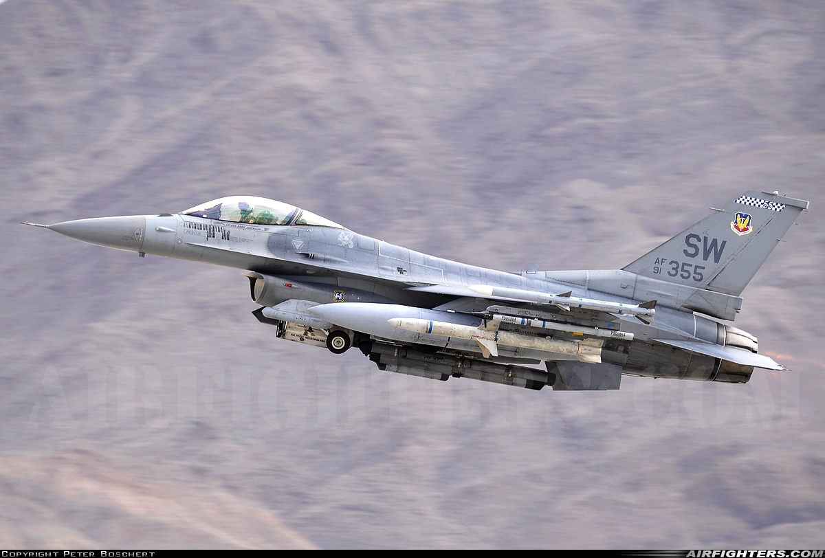 USA - Air Force General Dynamics F-16C Fighting Falcon 91-0355 at Las Vegas - Nellis AFB (LSV / KLSV), USA