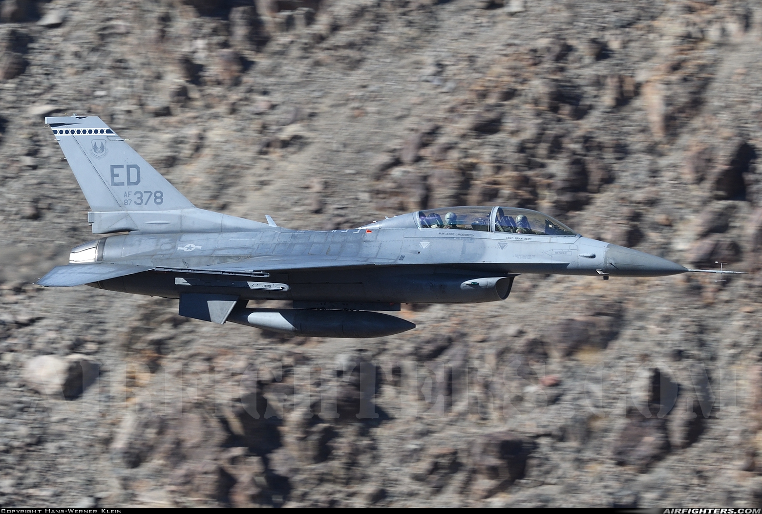 USA - Air Force General Dynamics F-16D Fighting Falcon 87-0378 at Off-Airport - Rainbow Canyon area, USA