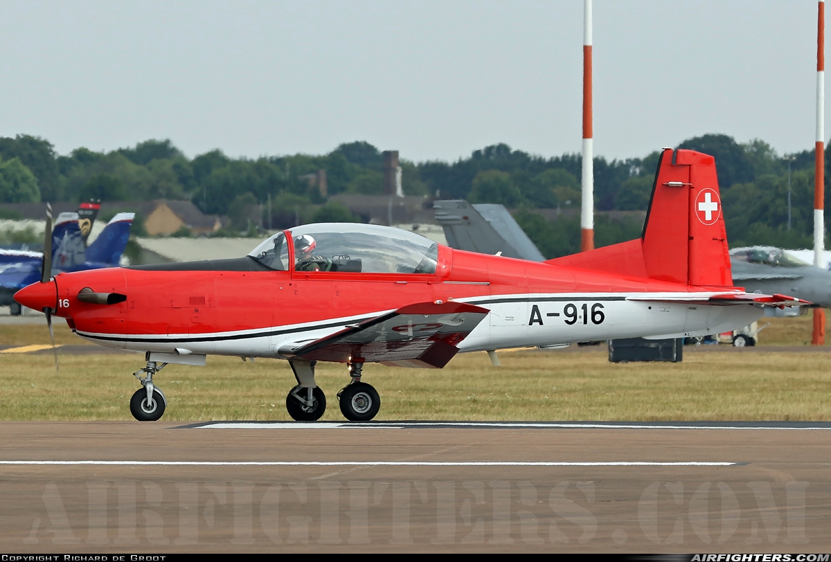Switzerland - Air Force Pilatus NCPC-7 Turbo Trainer A-916 at Fairford (FFD / EGVA), UK