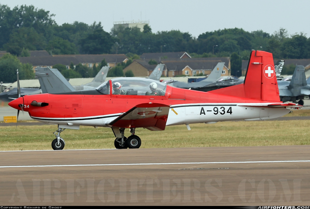 Switzerland - Air Force Pilatus NCPC-7 Turbo Trainer A-934 at Fairford (FFD / EGVA), UK