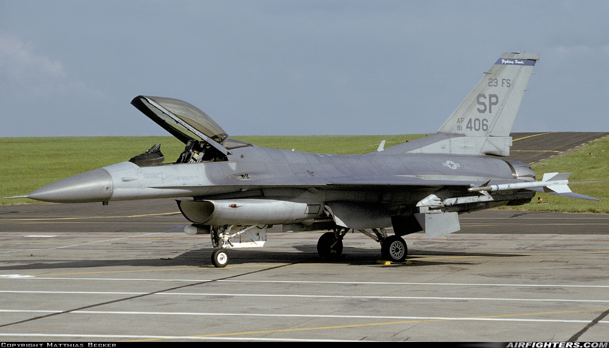 USA - Air Force General Dynamics F-16C Fighting Falcon 91-0406 at Bitburg (BBJ / EDRB), Germany