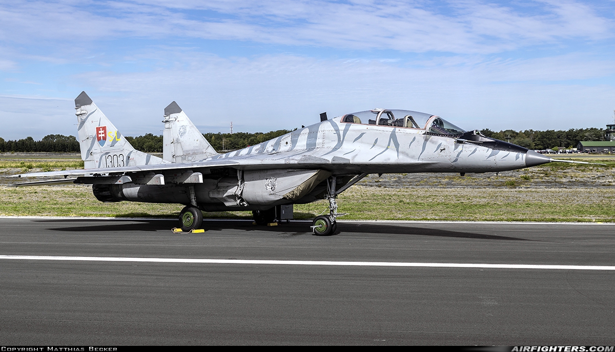 Slovakia - Air Force Mikoyan-Gurevich MiG-29UBS (9.51) 1303 at Kleine Brogel (EBBL), Belgium