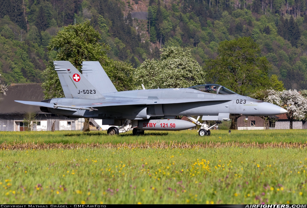 Switzerland - Air Force McDonnell Douglas F/A-18C Hornet J-5023 at Meiringen (LSMM), Switzerland