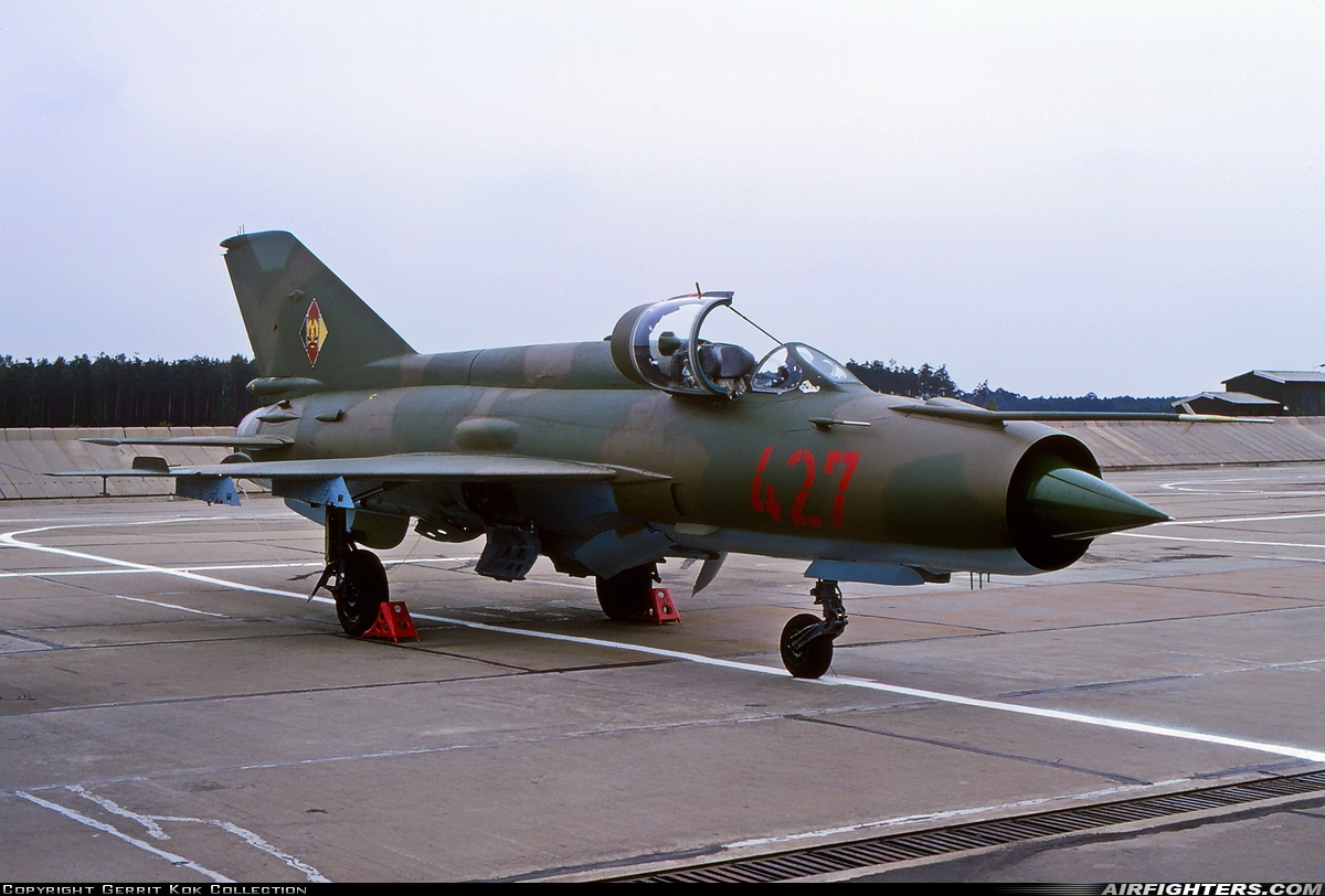 East Germany - Air Force Mikoyan-Gurevich MiG-21MF 427 at Holzdorf (ETSH), Germany