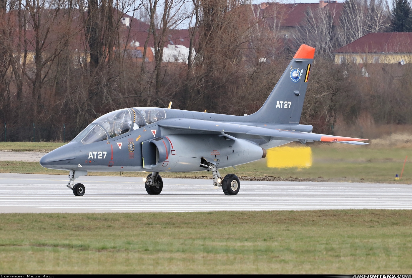 Belgium - Air Force Dassault/Dornier Alpha Jet 1B+ AT27 at Pardubice (PED / LKPD), Czech Republic