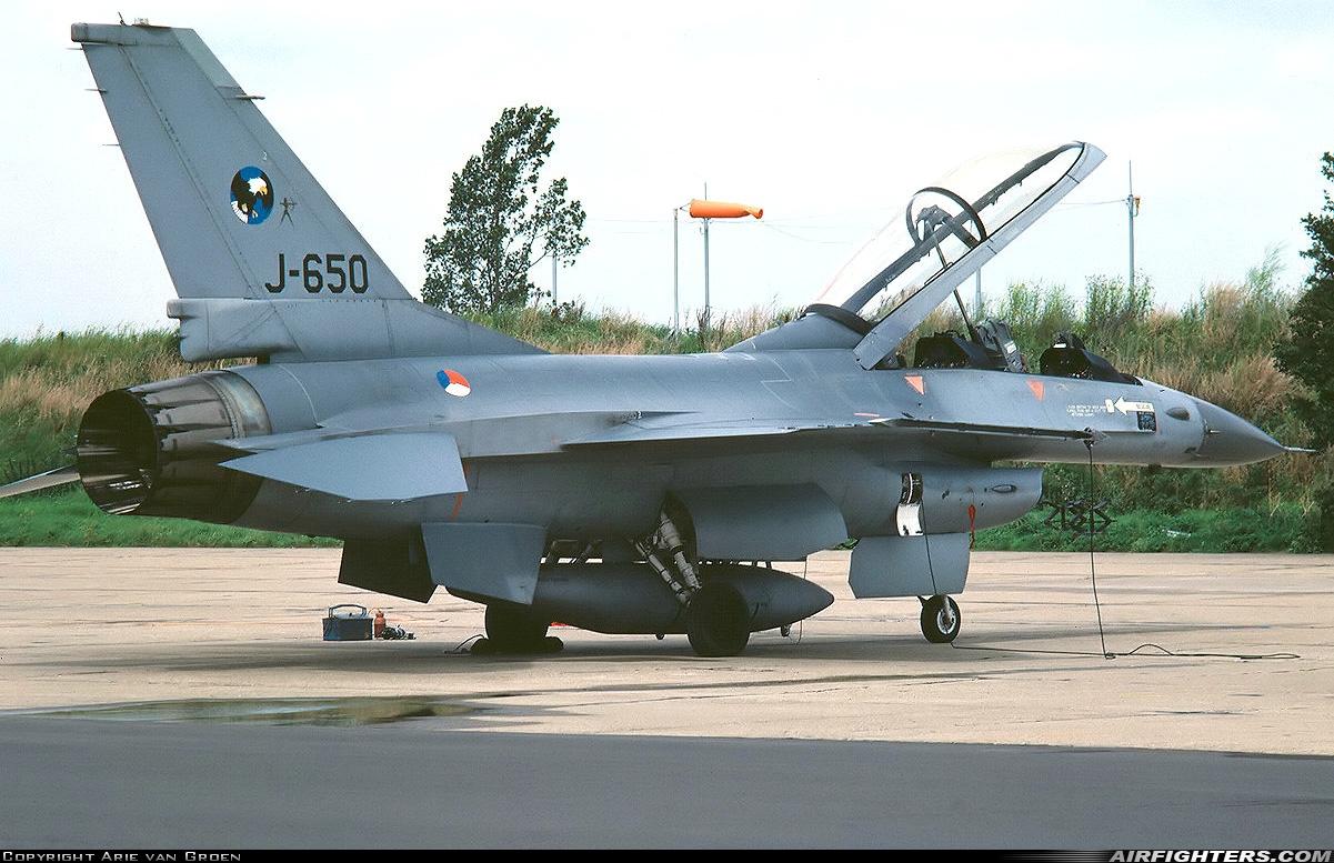 Netherlands - Air Force General Dynamics F-16B Fighting Falcon J-650 at Leeuwarden (LWR / EHLW), Netherlands
