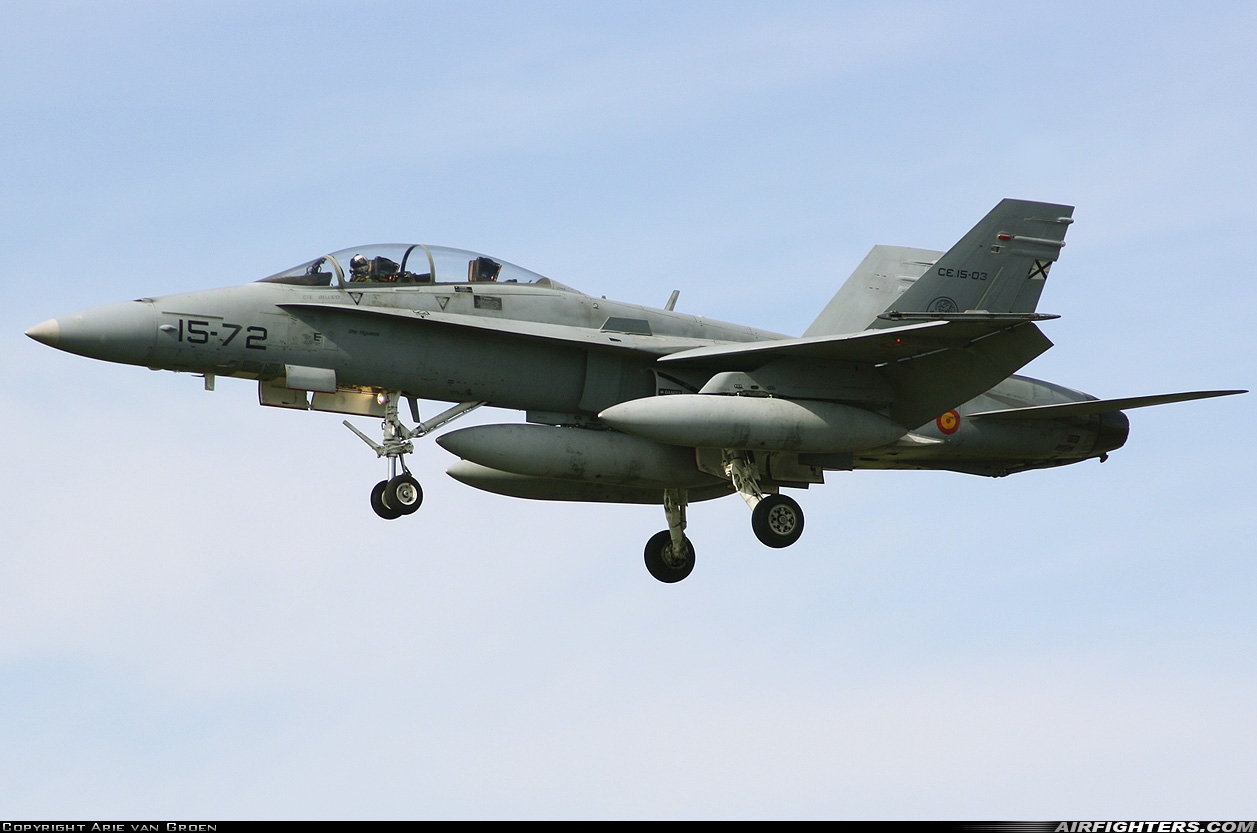 Spain - Air Force McDonnell Douglas CE-15 Hornet (EF-18B+) CE.15-03 at Leeuwarden (LWR / EHLW), Netherlands