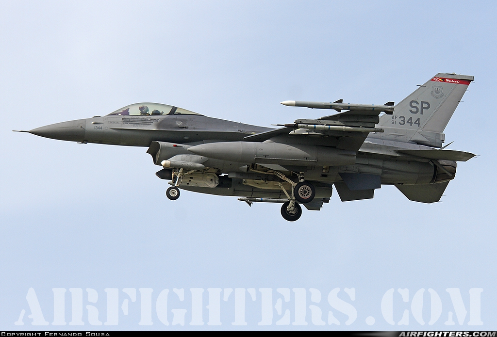 USA - Air Force General Dynamics F-16C Fighting Falcon 91-0344 at Monte Real (BA5) (LPMR), Portugal