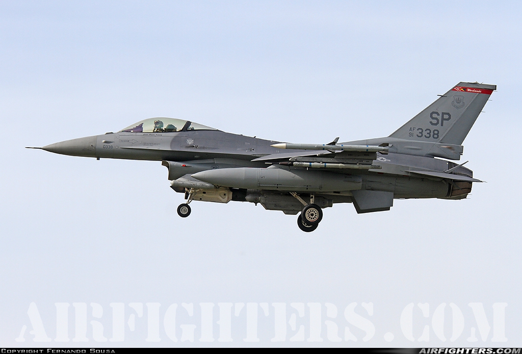 USA - Air Force General Dynamics F-16C Fighting Falcon 91-0338 at Monte Real (BA5) (LPMR), Portugal
