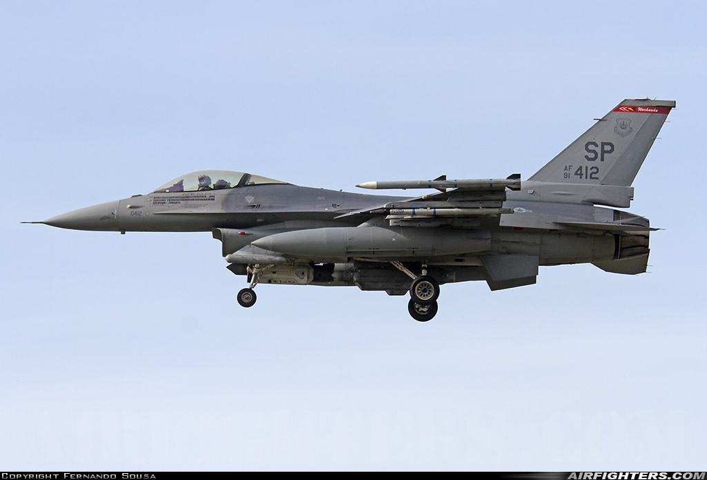 USA - Air Force General Dynamics F-16C Fighting Falcon 91-0412 at Monte Real (BA5) (LPMR), Portugal