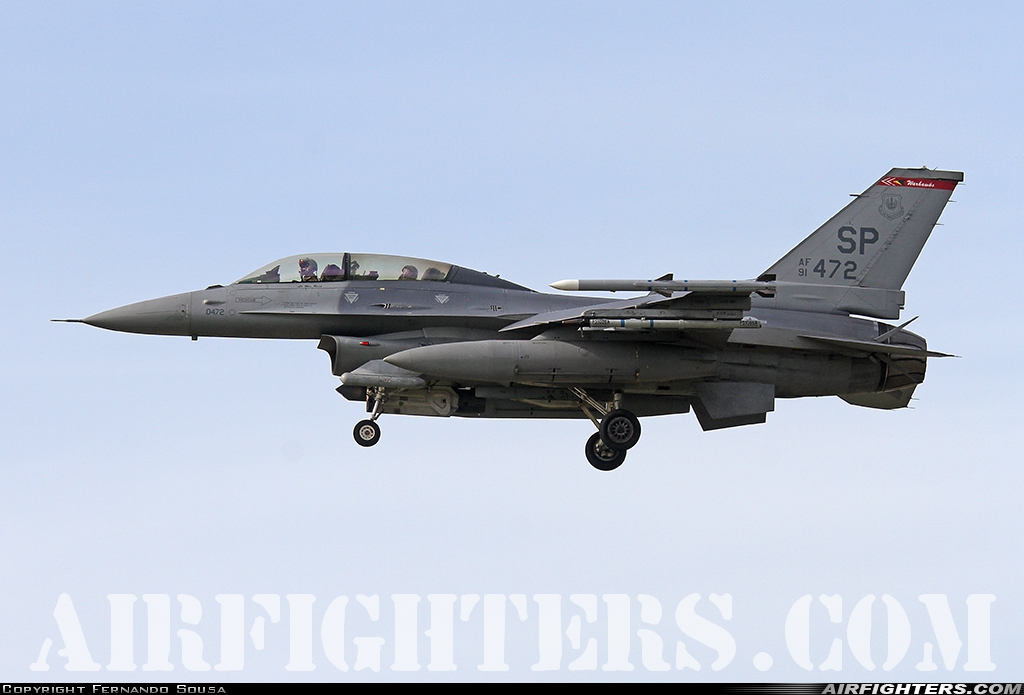 USA - Air Force General Dynamics F-16D Fighting Falcon 91-0472 at Monte Real (BA5) (LPMR), Portugal