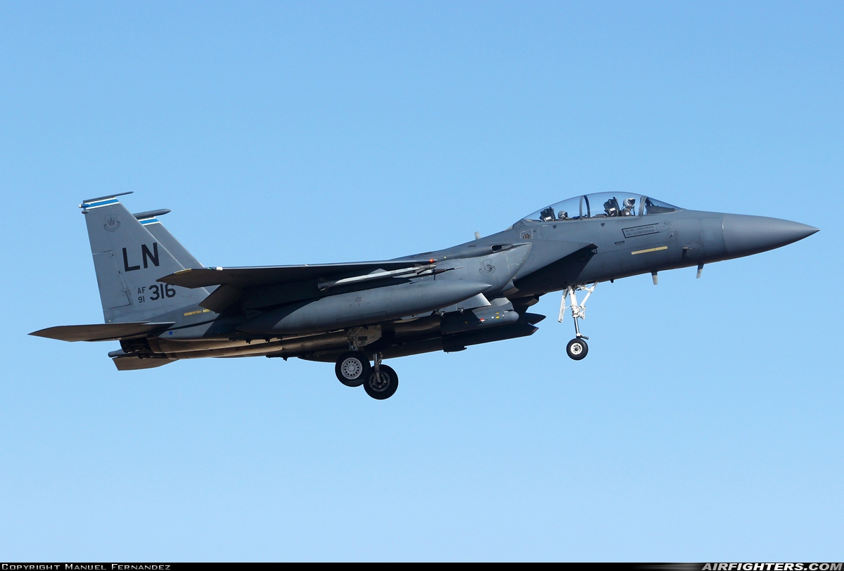 USA - Air Force McDonnell Douglas F-15E Strike Eagle 91-0316 at Albacete (- Los Llanos) (LEAB), Spain