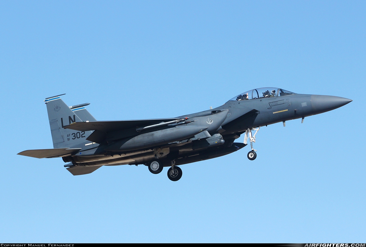 USA - Air Force McDonnell Douglas F-15E Strike Eagle 91-0302 at Albacete (- Los Llanos) (LEAB), Spain
