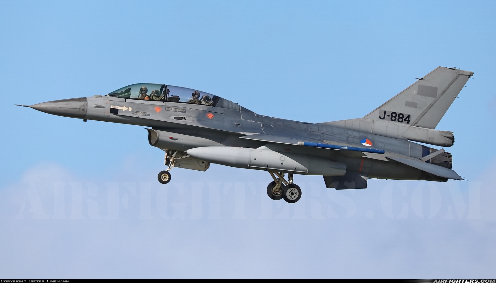 Netherlands - Air Force General Dynamics F-16BM Fighting Falcon J-884 at Leeuwarden (LWR / EHLW), Netherlands