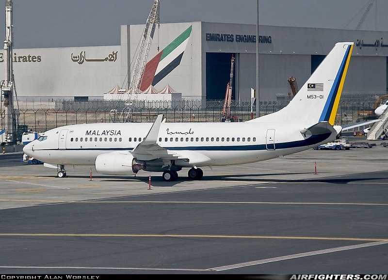 Malaysia - Air Force Boeing 737-7H6 BBJ M53-01 at Dubai - Int. (DXB / OMDB), United Arab Emirates