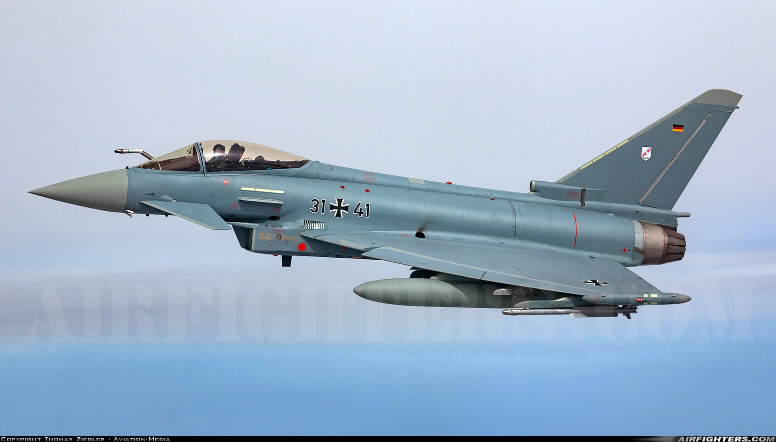 Germany - Air Force Eurofighter EF-2000 Typhoon S 31+41 at North Sea, International Airspace